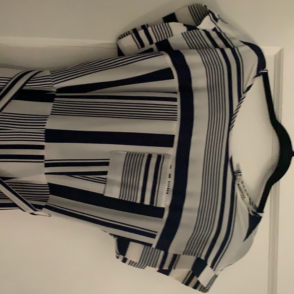 Navy Pinstripe Monteau Romper Size M